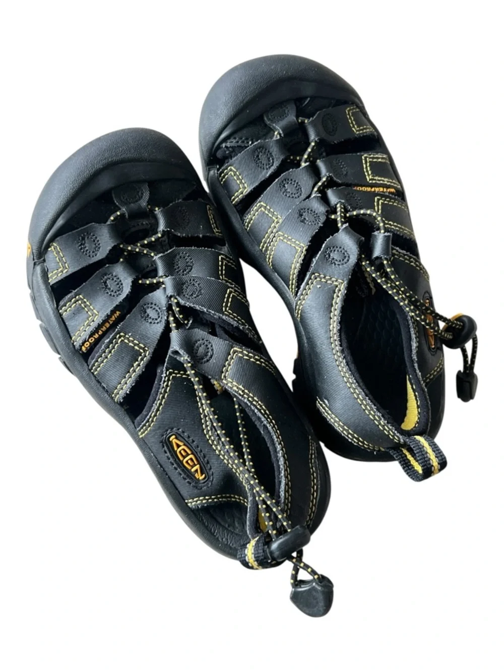 Keen Kids Black with Yellow Trim Waterproof Sandals Size 12